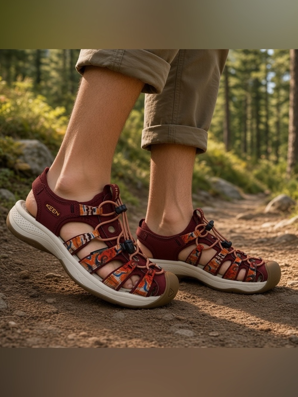 Keen Women's Burgundy and Multicolor Pattern Outdoor Sandals